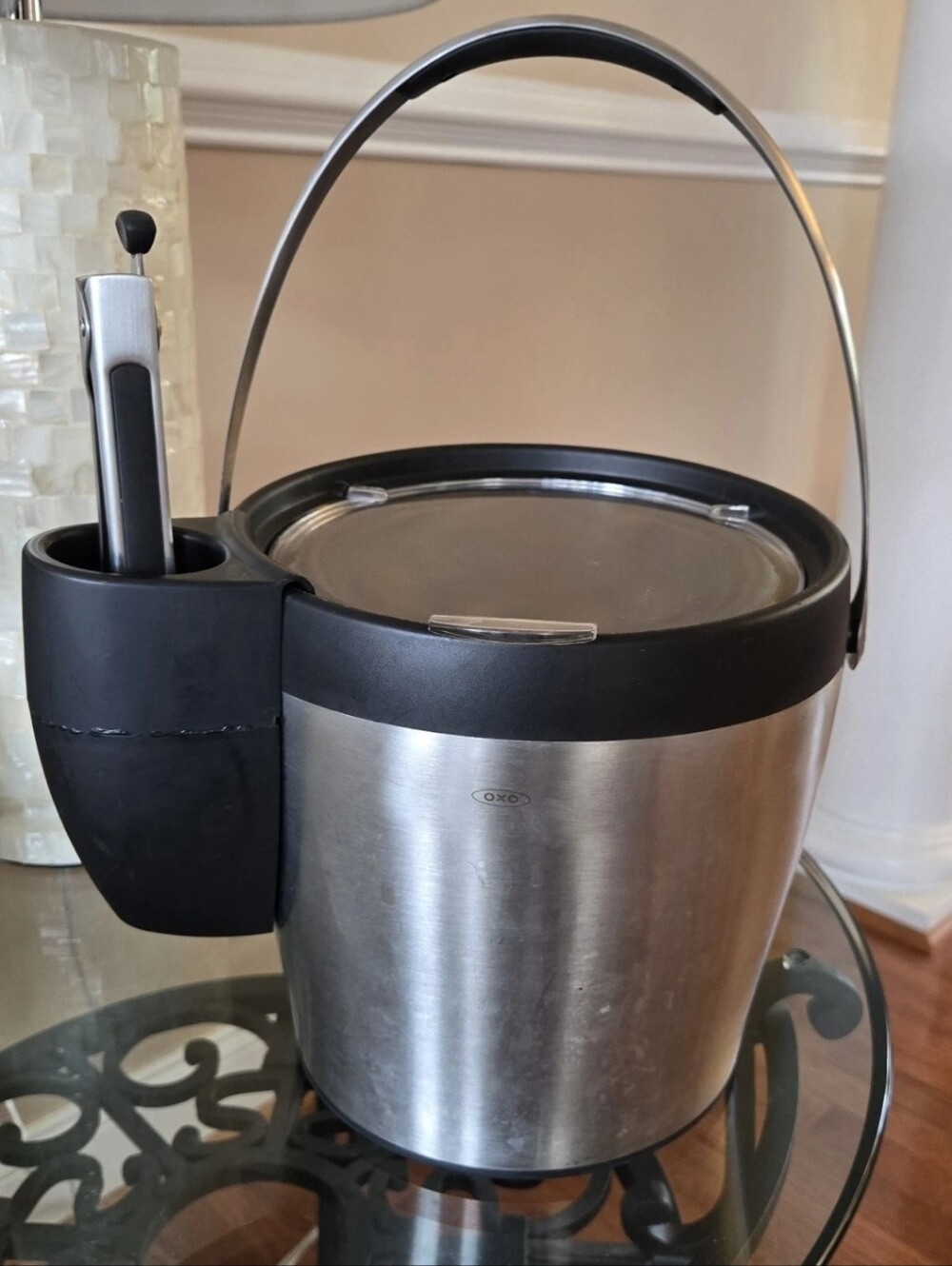OXO SteeL 4-Quart Stainless Steel Ice Bucket and Tong Set